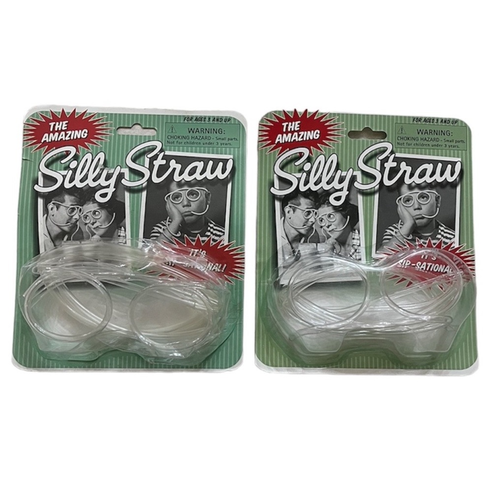 ⭐️ 4/$25 Set of Two Amazing Westminster Silly Straw Glasses New Sealed package